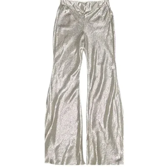 Chic Metallic Wide Leg Pants - Picture 2 of 16